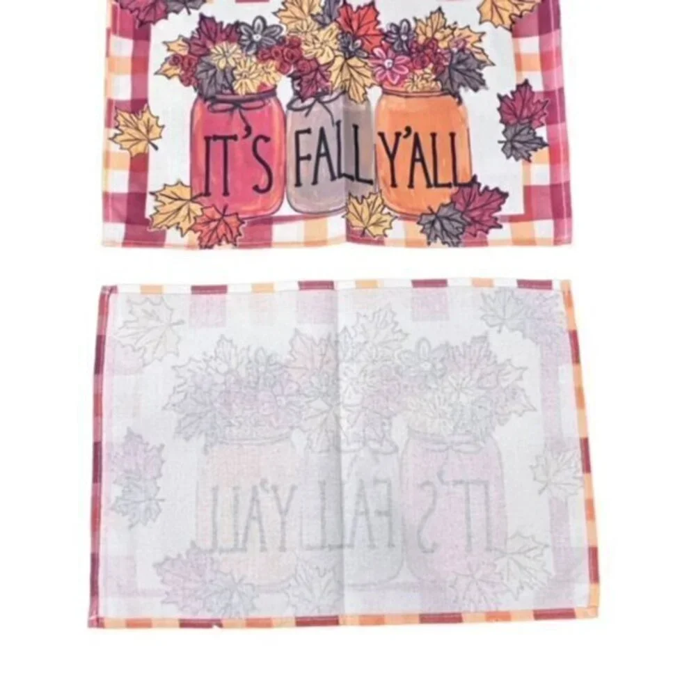 It's Fall Y'all‎ Table Placemats Set Of 4 NEW FALL Cottage Farmhouse Floral CUTE